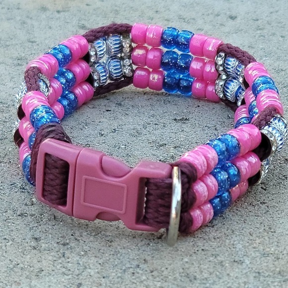 Custom Handmade Beaded Bling Dog Collar - Picture 3 of 3